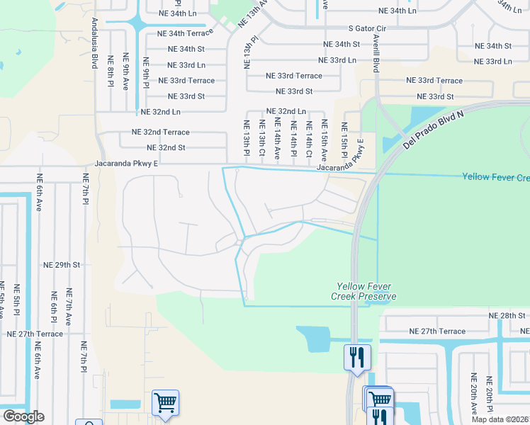 map of restaurants, bars, coffee shops, grocery stores, and more near 1356 Weeping Willow Court in Cape Coral
