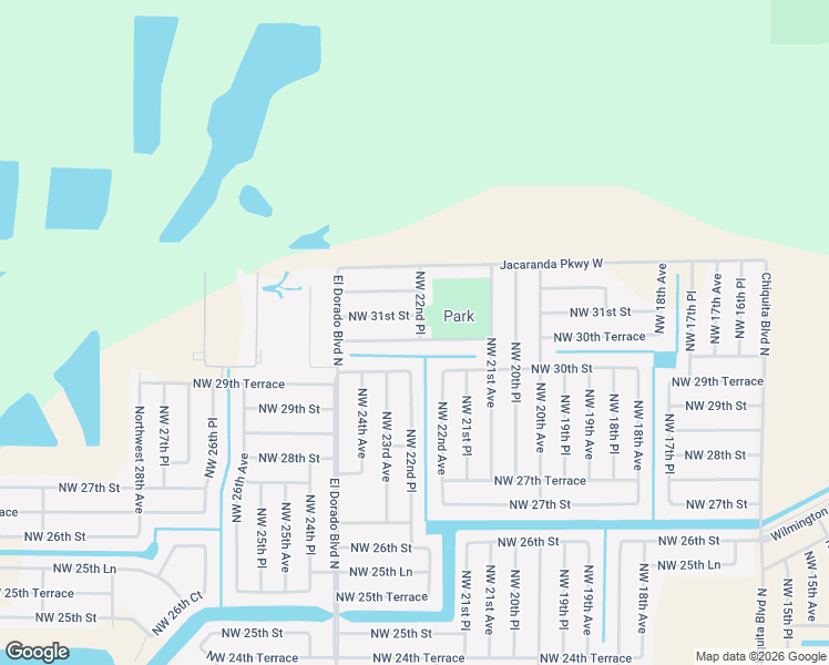 map of restaurants, bars, coffee shops, grocery stores, and more near 2215 Northwest 30th Terrace in Cape Coral