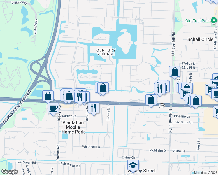 map of restaurants, bars, coffee shops, grocery stores, and more near 209 Andover I in West Palm Beach