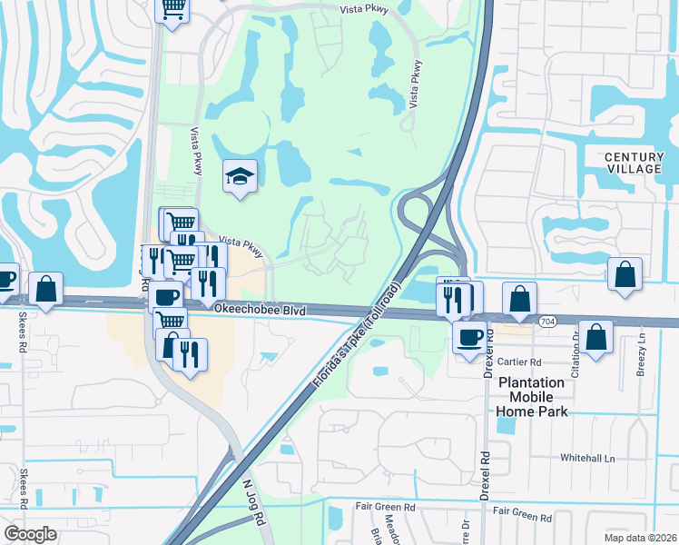 map of restaurants, bars, coffee shops, grocery stores, and more near 6450 Emerald Dunes Drive in West Palm Beach