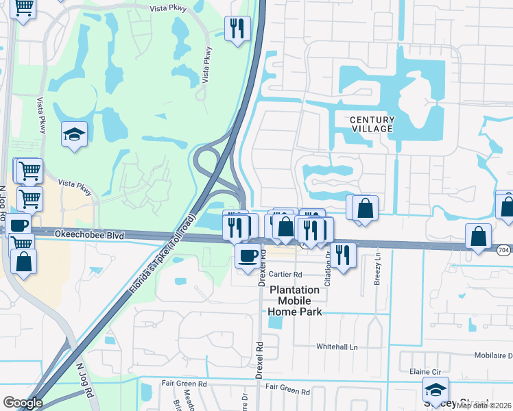 map of restaurants, bars, coffee shops, grocery stores, and more near 2 Windsor A in West Palm Beach