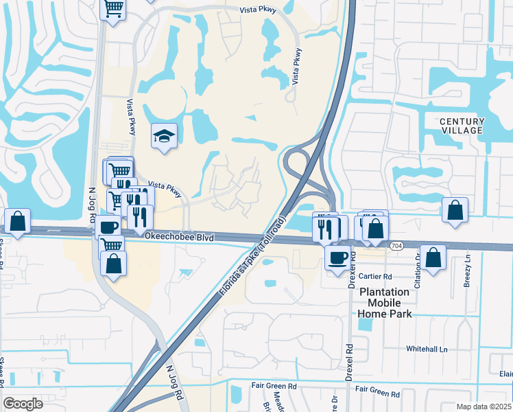 map of restaurants, bars, coffee shops, grocery stores, and more near 6410 Emerald Dunes Drive in West Palm Beach