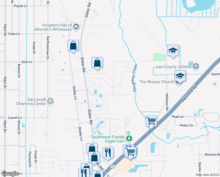 map of restaurants, bars, coffee shops, grocery stores, and more near 6521 Hidden Oaks Drive in North Fort Myers