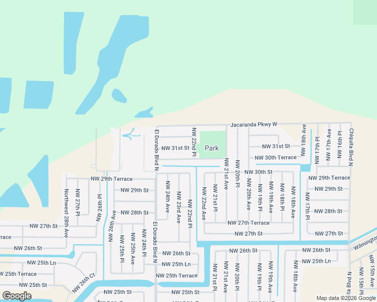 map of restaurants, bars, coffee shops, grocery stores, and more near 2215 Northwest 30th Terrace in Cape Coral