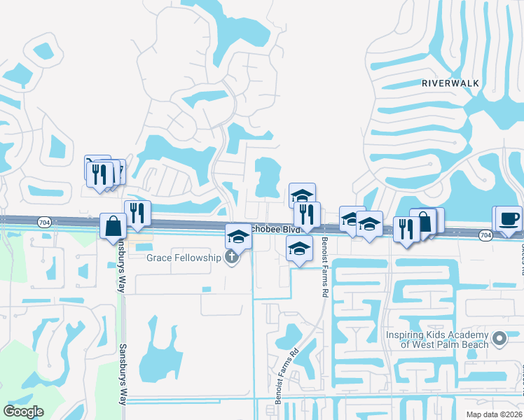 map of restaurants, bars, coffee shops, grocery stores, and more near 2021 Foxtail View Court in West Palm Beach
