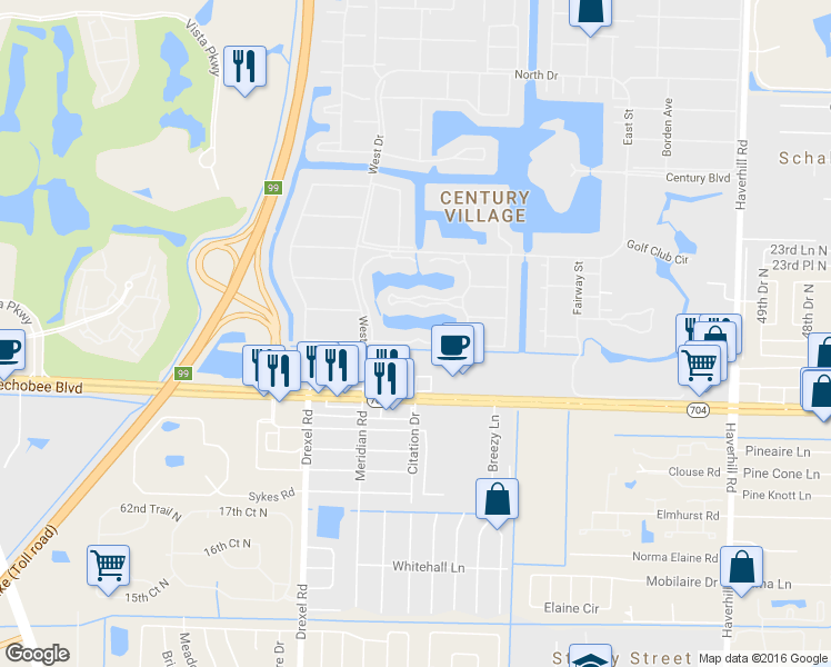 map of restaurants, bars, coffee shops, grocery stores, and more near 102 Wellington A in West Palm Beach