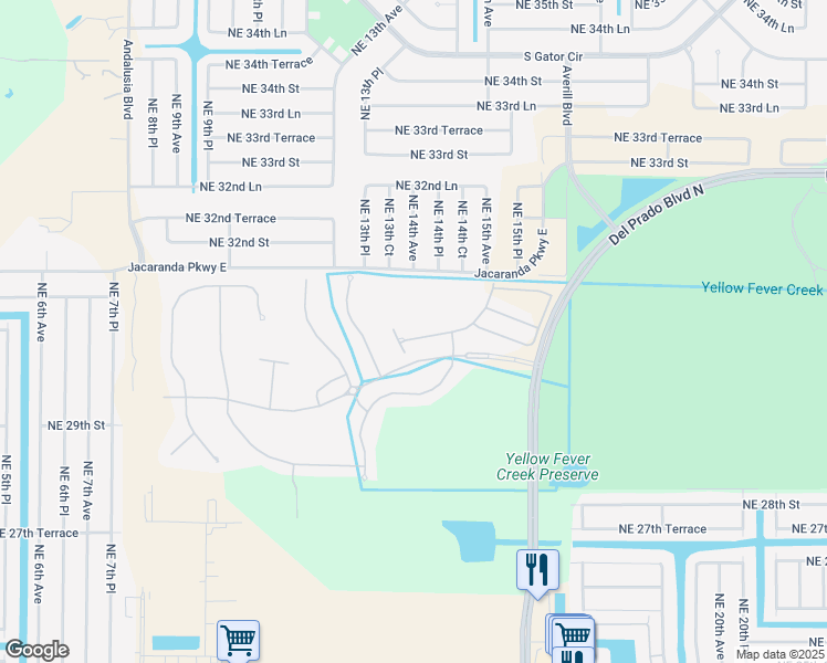 map of restaurants, bars, coffee shops, grocery stores, and more near 1367 Weeping Willow Court in Cape Coral