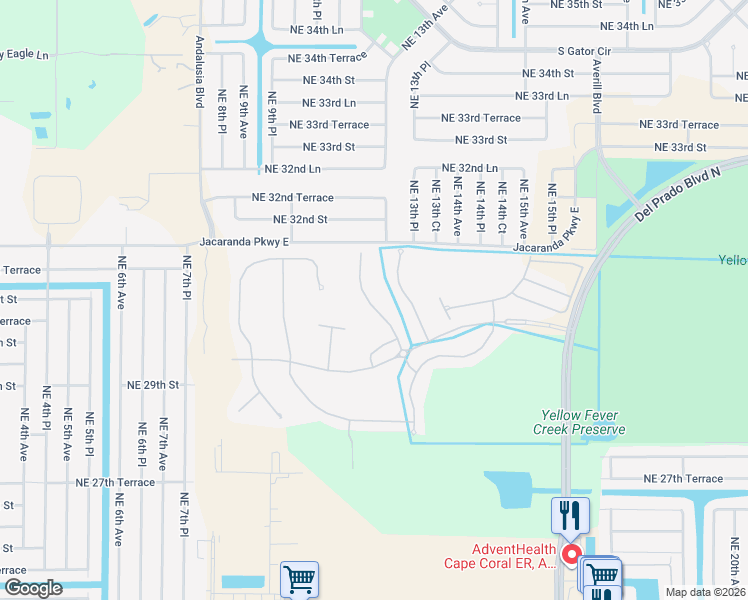 map of restaurants, bars, coffee shops, grocery stores, and more near 3017 Lake Manatee Court in Cape Coral
