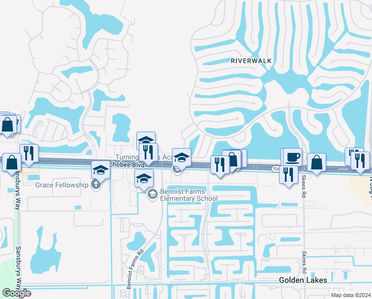 map of restaurants, bars, coffee shops, grocery stores, and more near 2016 Tigris Drive in West Palm Beach
