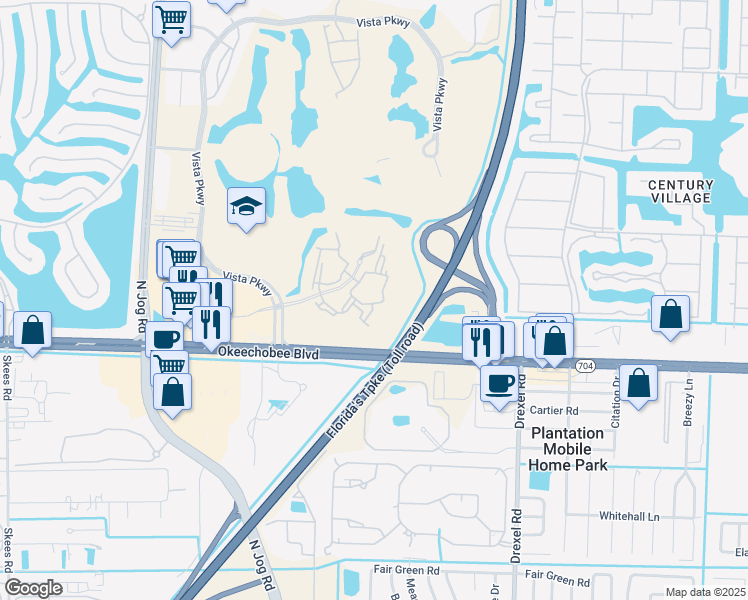 map of restaurants, bars, coffee shops, grocery stores, and more near 6418 Emerald Dunes Drive in West Palm Beach