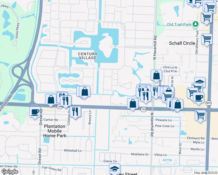 map of restaurants, bars, coffee shops, grocery stores, and more near 148 Bedford F in West Palm Beach