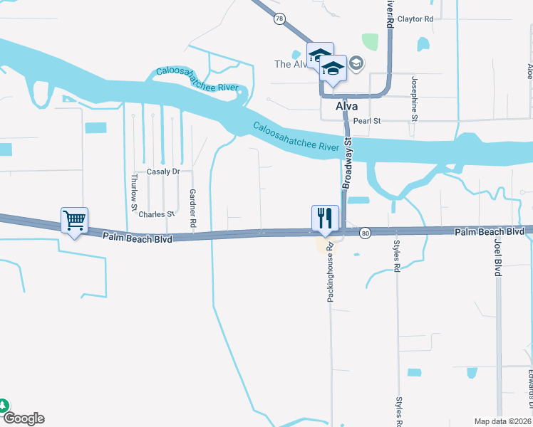 map of restaurants, bars, coffee shops, grocery stores, and more near 2391 Herzog Road in Alva