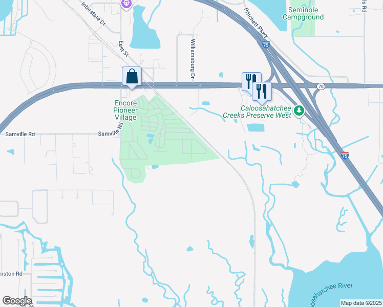 map of restaurants, bars, coffee shops, grocery stores, and more near 16901 Bull Run Lane in North Fort Myers