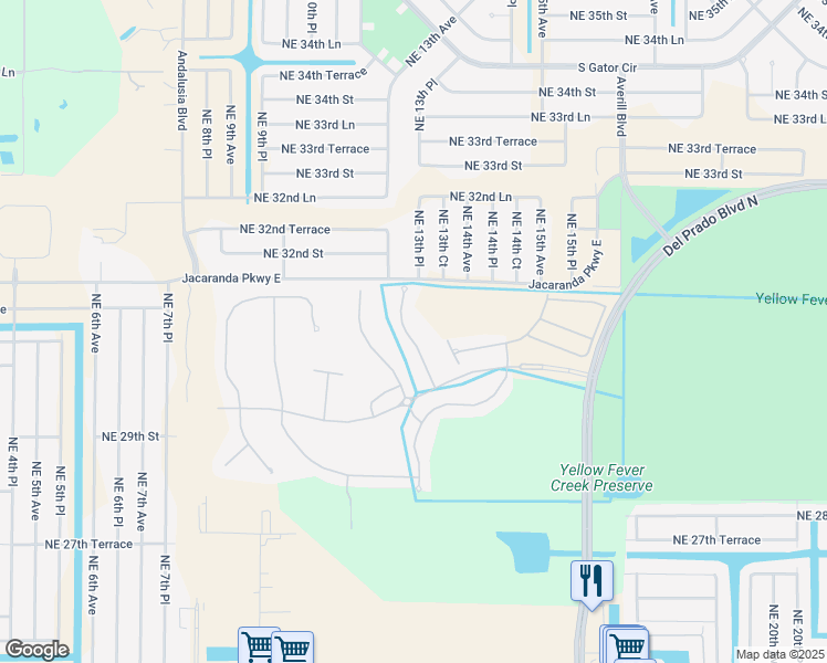 map of restaurants, bars, coffee shops, grocery stores, and more near 3021 Lake Butler Court in Cape Coral