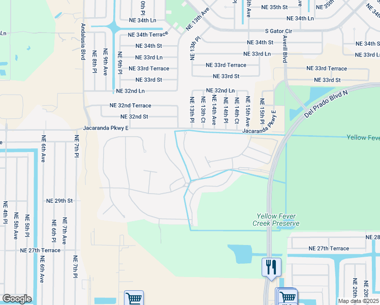 map of restaurants, bars, coffee shops, grocery stores, and more near 3021 Lake Butler Court in Cape Coral