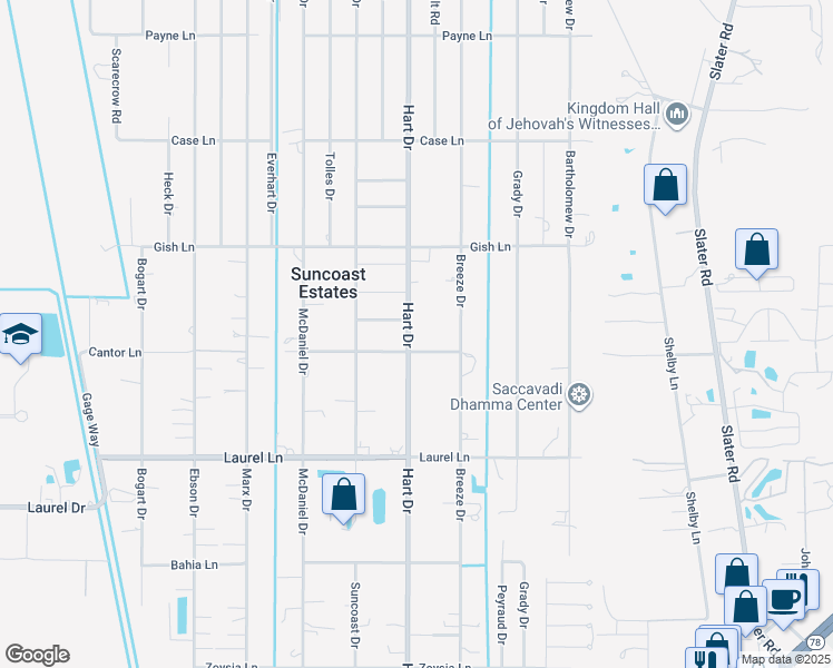 map of restaurants, bars, coffee shops, grocery stores, and more near 7957 Hart Drive in North Fort Myers