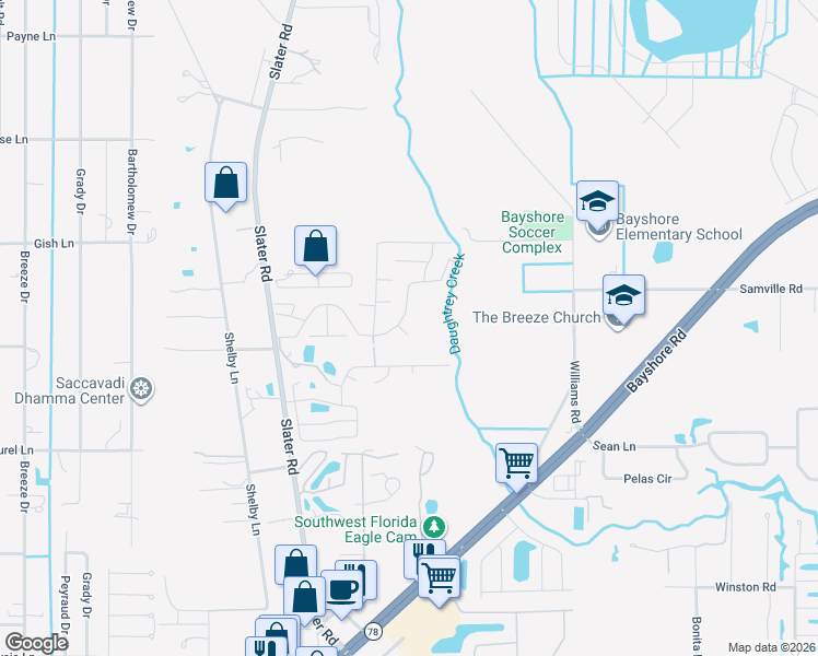 map of restaurants, bars, coffee shops, grocery stores, and more near 583 Suwanee Drive in North Fort Myers
