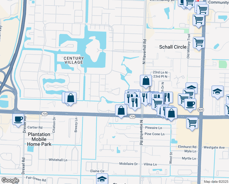 map of restaurants, bars, coffee shops, grocery stores, and more near 414 Greenbrier A in West Palm Beach