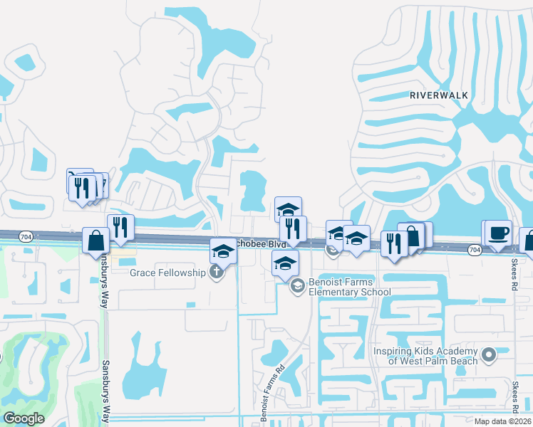 map of restaurants, bars, coffee shops, grocery stores, and more near 8401 Cocoplum Sound Lane in West Palm Beach
