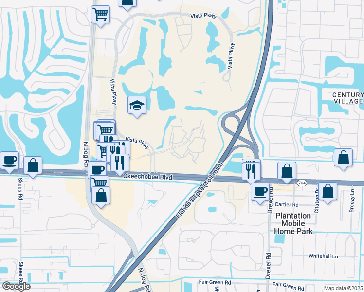 map of restaurants, bars, coffee shops, grocery stores, and more near 6529 Emerald Dunes Drive in Royal Palm Beach