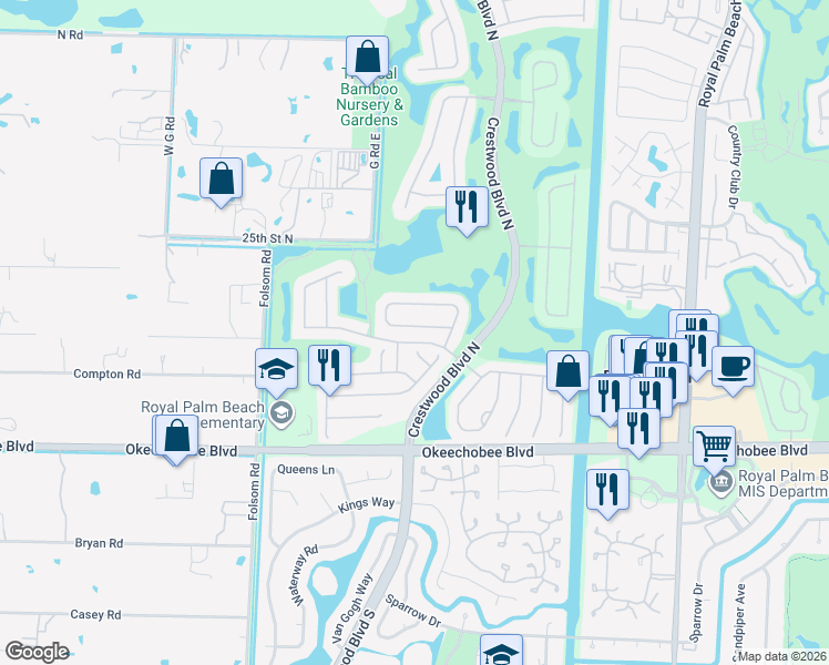 map of restaurants, bars, coffee shops, grocery stores, and more near 1766 Annandale Circle in Royal Palm Beach
