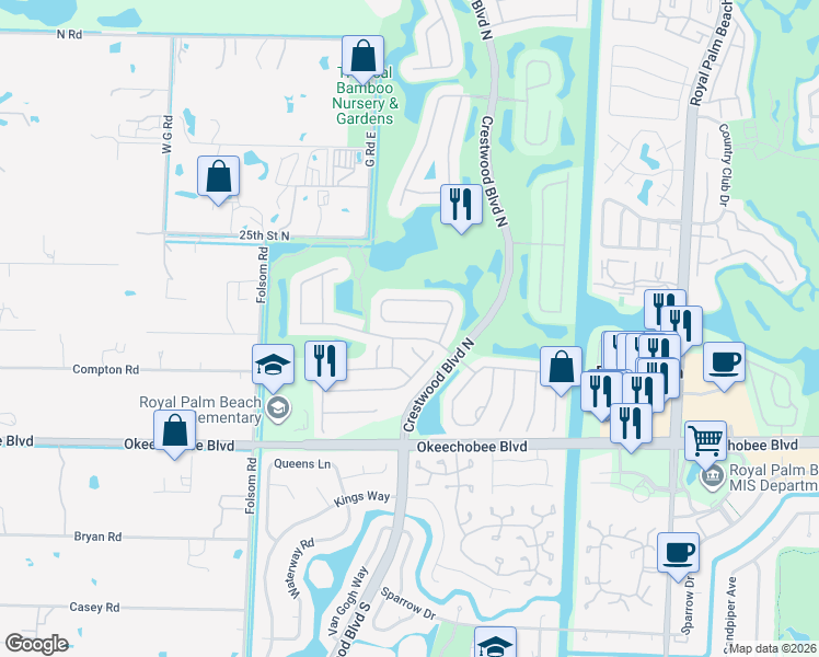 map of restaurants, bars, coffee shops, grocery stores, and more near 1766 Annandale Circle in Royal Palm Beach