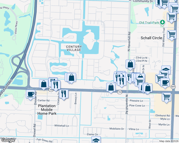 map of restaurants, bars, coffee shops, grocery stores, and more near 204 Bedford H in West Palm Beach