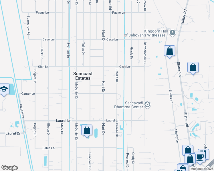 map of restaurants, bars, coffee shops, grocery stores, and more near 7957 Hart Drive in North Fort Myers