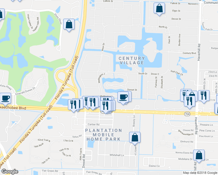 map of restaurants, bars, coffee shops, grocery stores, and more near 110 Wellington B in West Palm Beach