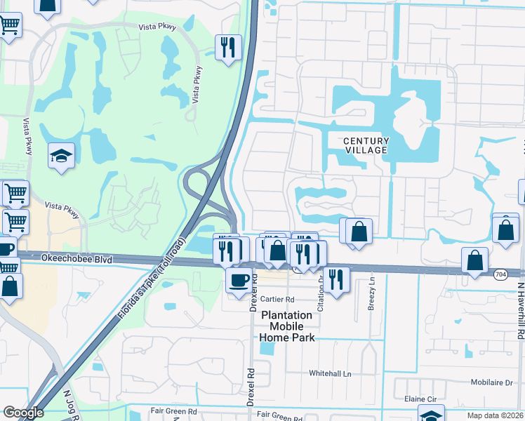 map of restaurants, bars, coffee shops, grocery stores, and more near 239 Windsor L in West Palm Beach