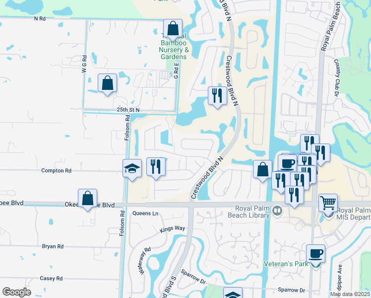 map of restaurants, bars, coffee shops, grocery stores, and more near 1752 Annandale Circle in Royal Palm Beach