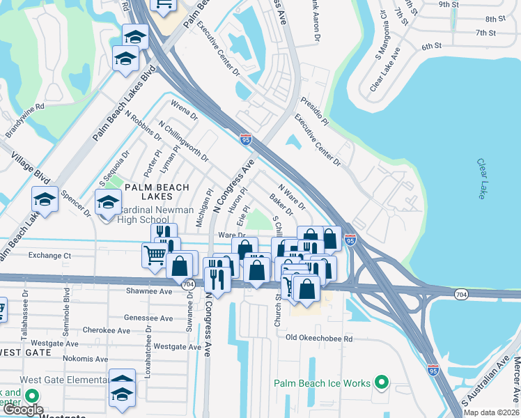 map of restaurants, bars, coffee shops, grocery stores, and more near 335 S Chillingworth Dr in West Palm Beach