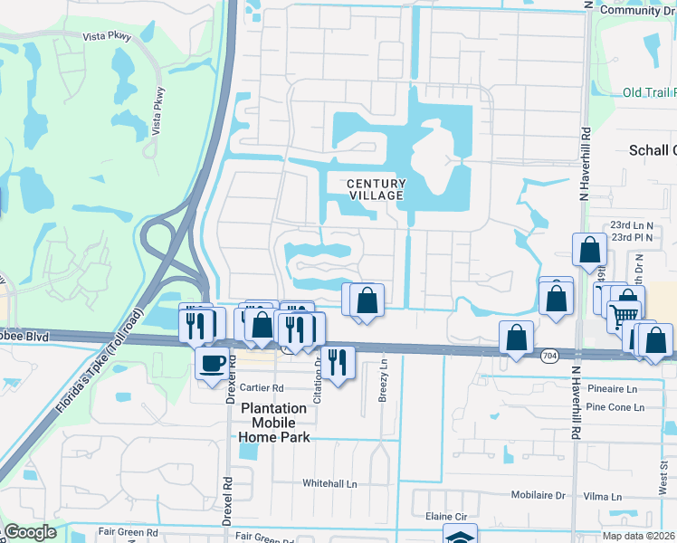 map of restaurants, bars, coffee shops, grocery stores, and more near 314 Wellington C in West Palm Beach