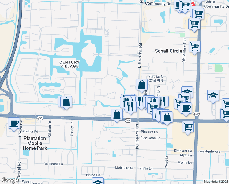 map of restaurants, bars, coffee shops, grocery stores, and more near 414 Greenbrier A in West Palm Beach