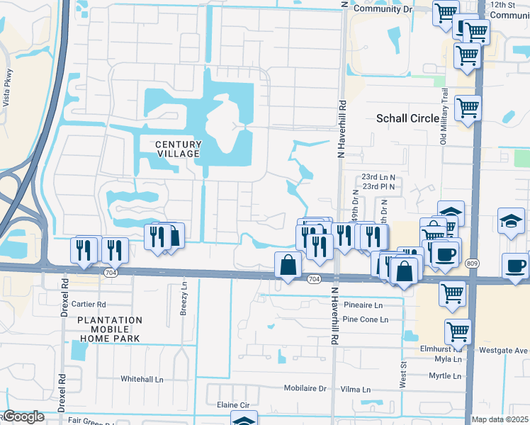 map of restaurants, bars, coffee shops, grocery stores, and more near 101 Greenbrier A in West Palm Beach