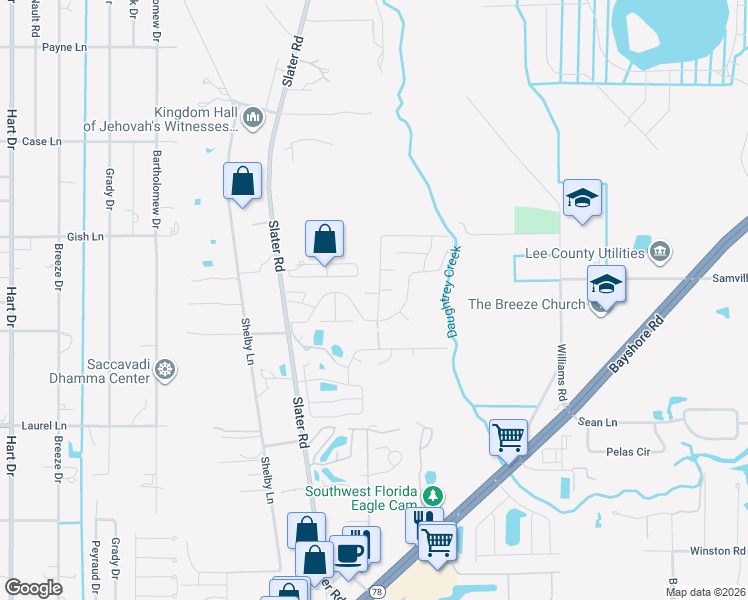 map of restaurants, bars, coffee shops, grocery stores, and more near 510 Lehigh Court in North Fort Myers