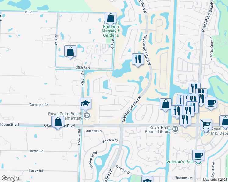 map of restaurants, bars, coffee shops, grocery stores, and more near 1752 Annandale Circle in Royal Palm Beach