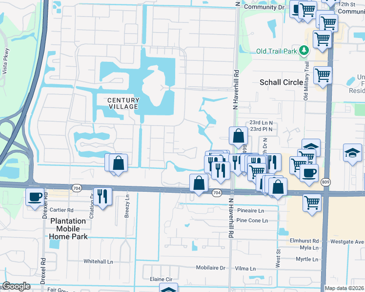 map of restaurants, bars, coffee shops, grocery stores, and more near in West Palm Beach
