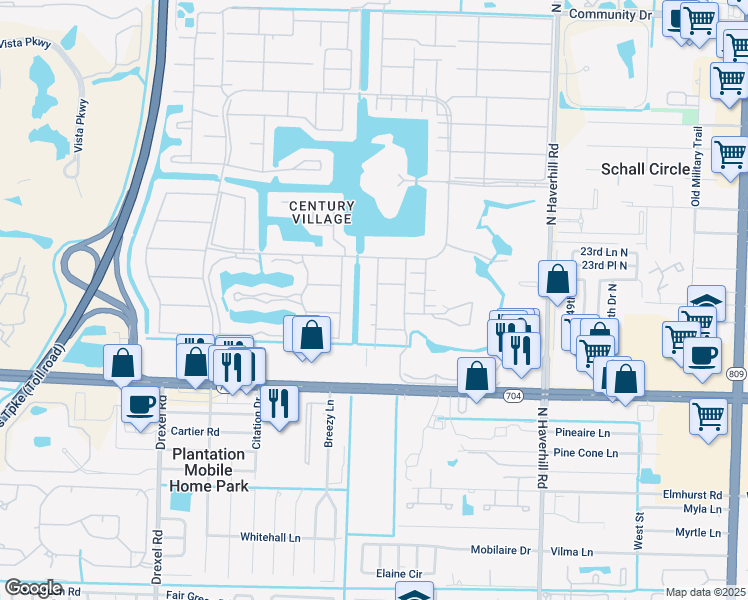 map of restaurants, bars, coffee shops, grocery stores, and more near 270 Bedford K in West Palm Beach