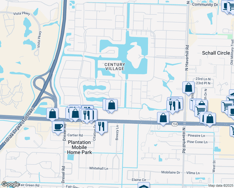 map of restaurants, bars, coffee shops, grocery stores, and more near 138 Andover F in West Palm Beach