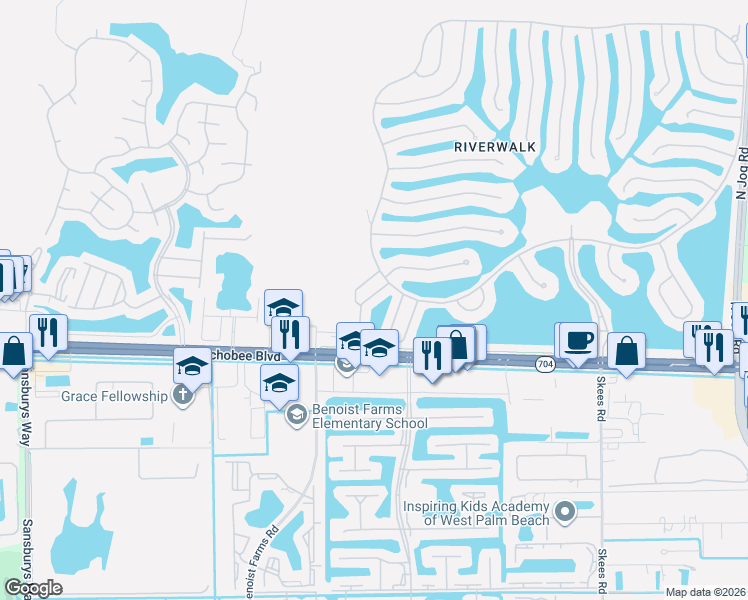 map of restaurants, bars, coffee shops, grocery stores, and more near 2126 Tigris Drive in West Palm Beach