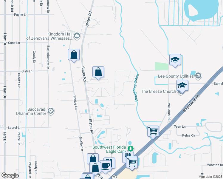 map of restaurants, bars, coffee shops, grocery stores, and more near 510 Lehigh Court in North Fort Myers