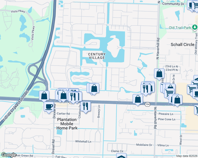 map of restaurants, bars, coffee shops, grocery stores, and more near 138 Andover F in West Palm Beach