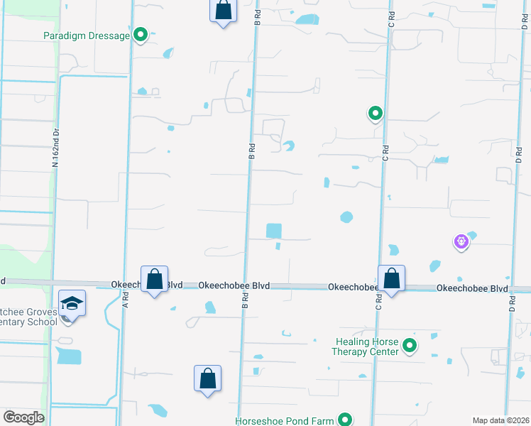 map of restaurants, bars, coffee shops, grocery stores, and more near 2274 B Road in Loxahatchee