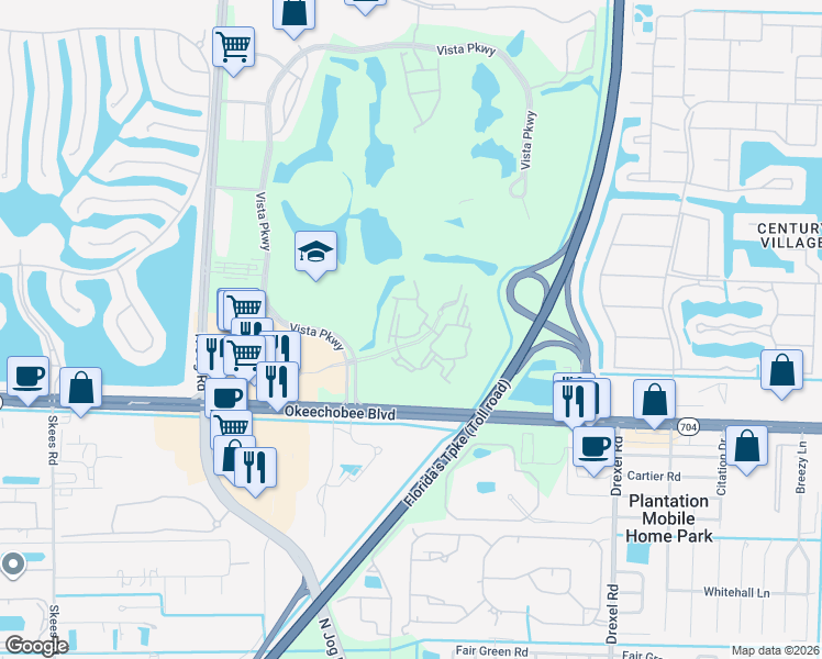 map of restaurants, bars, coffee shops, grocery stores, and more near 6529 Emerald Dunes Drive in Royal Palm Beach