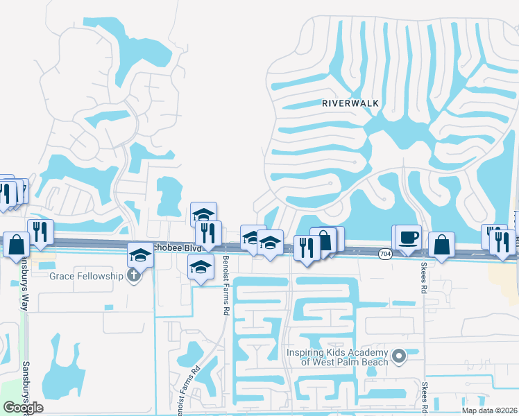 map of restaurants, bars, coffee shops, grocery stores, and more near 2126 Tigris Drive in West Palm Beach