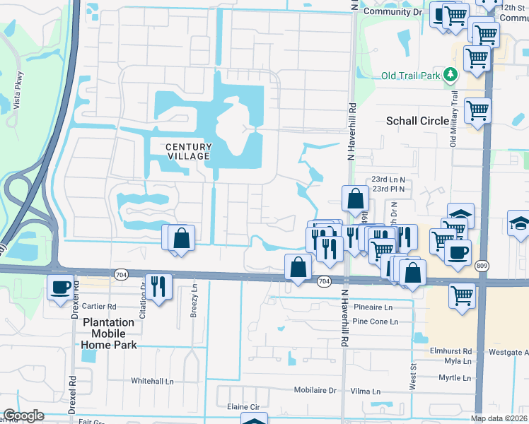 map of restaurants, bars, coffee shops, grocery stores, and more near in West Palm Beach