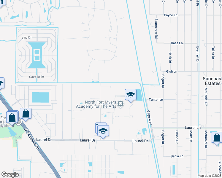 map of restaurants, bars, coffee shops, grocery stores, and more near 4432 Ruthann Court in North Fort Myers