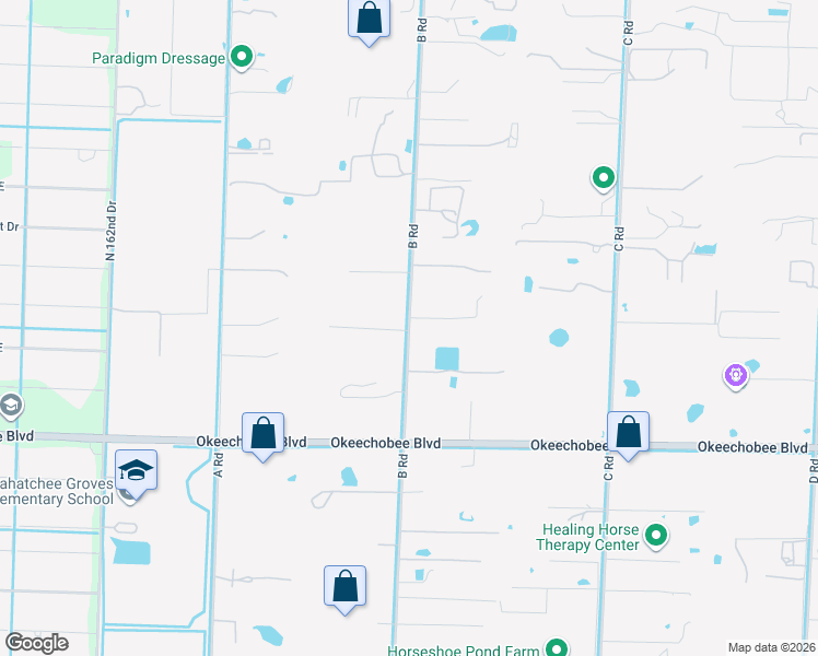 map of restaurants, bars, coffee shops, grocery stores, and more near 2274 B Road in Loxahatchee