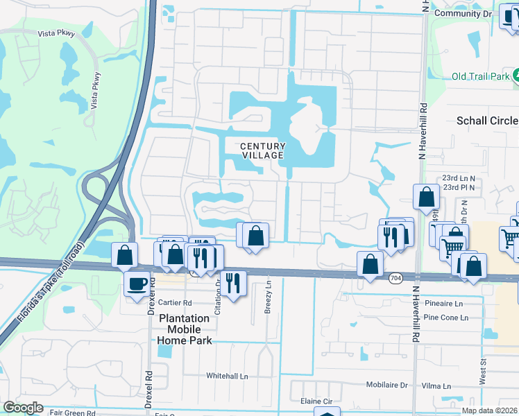 map of restaurants, bars, coffee shops, grocery stores, and more near 96 Andover D in West Palm Beach